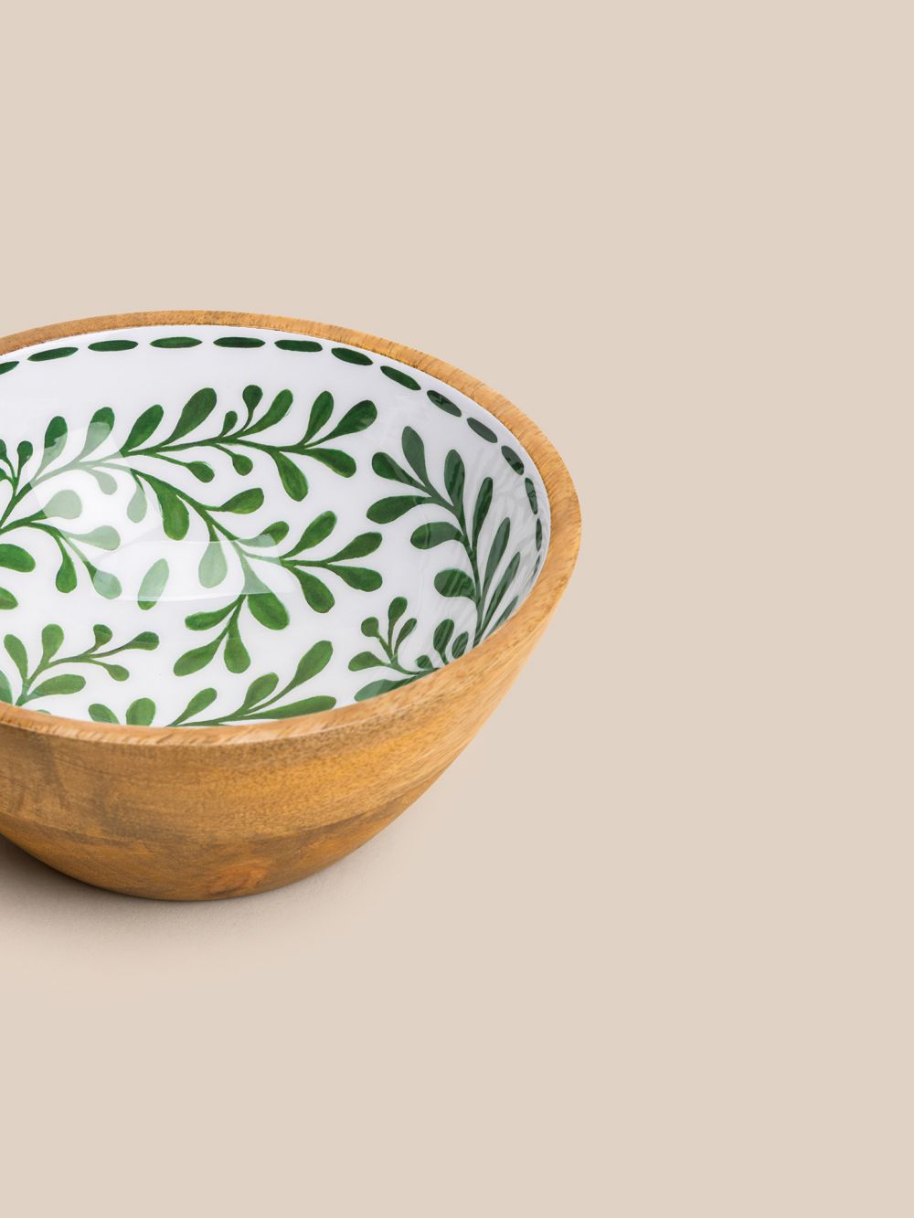 קערת עץ עלים ירוקים 17X7.5 ס”מ