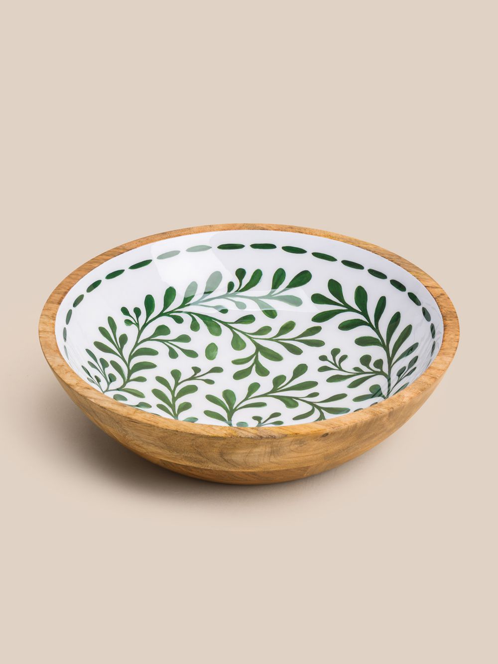 קערת עץ  עלים ירוקים29X7.5 ס”מ