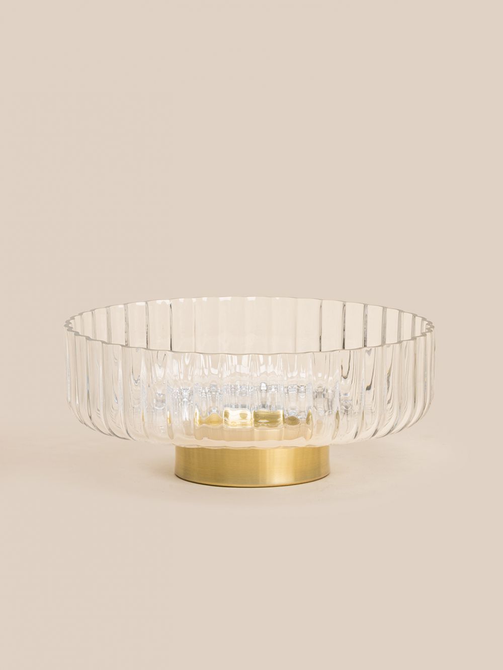 קערת זכוכית 25 סמ רגל זהב