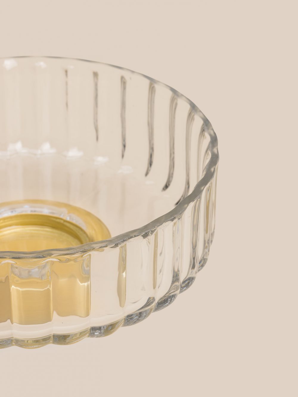 קערת זכוכית 25 סמ רגל זהב