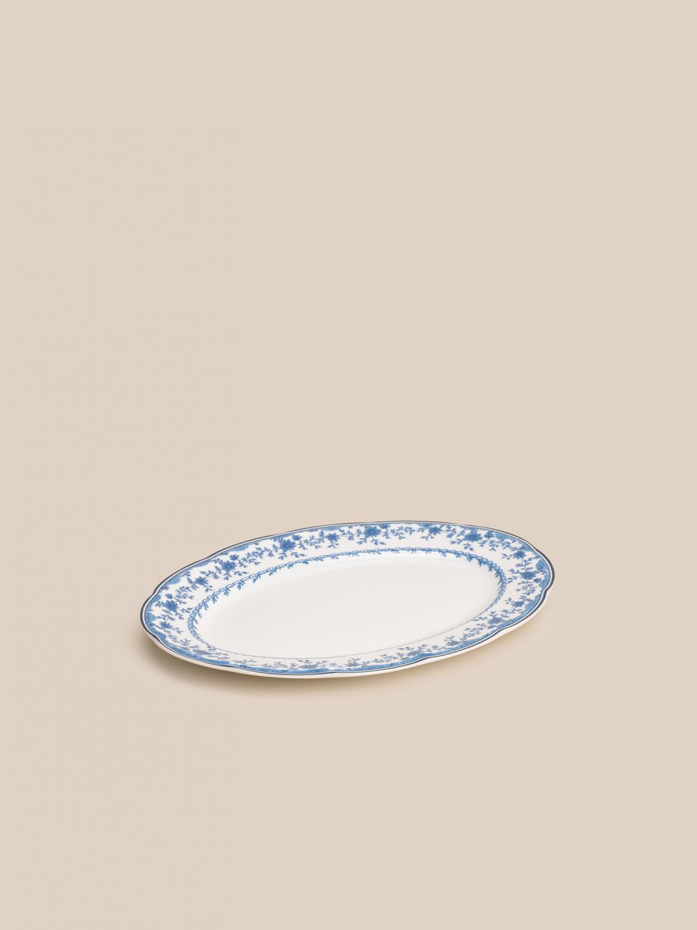 צלחת הגשה אובלית פרחים כחולים ויטנג 25X17.7CM