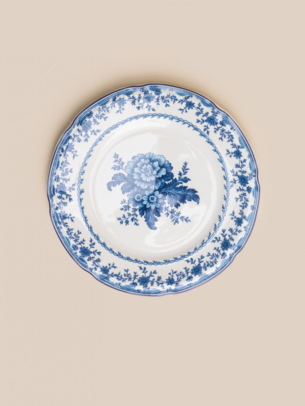 צלחת מנה עיקרית פרחים כחולים וינטג26.4CM