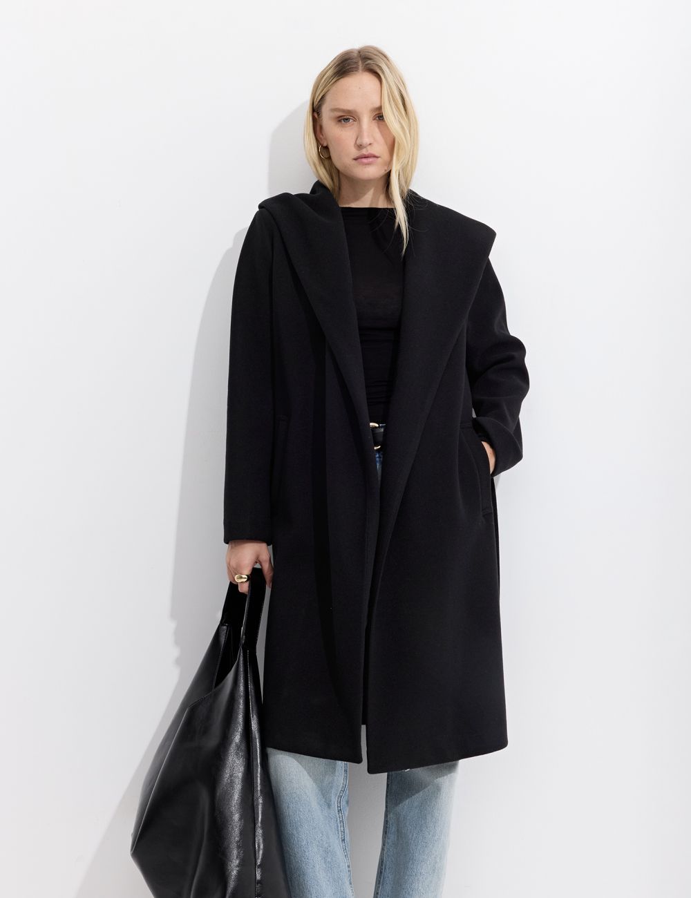 מעיל מעטפת עם חגורת קשירה