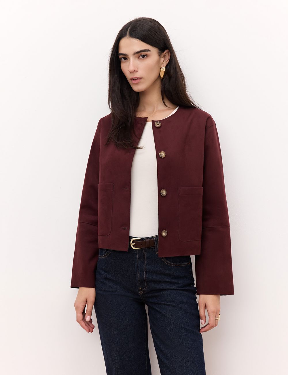 ג׳קט קצר במראה זמש