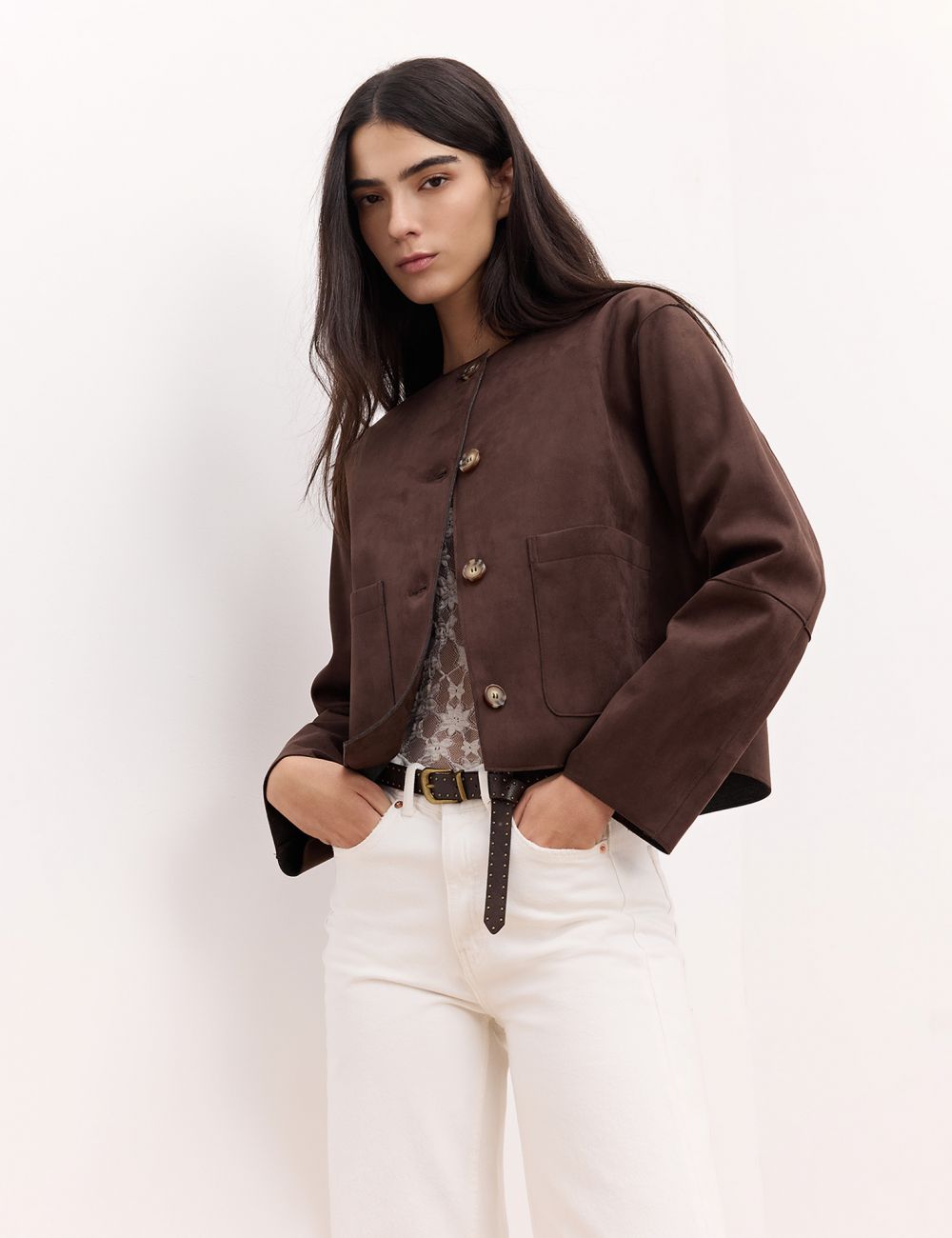 ג׳קט קצר במראה זמש