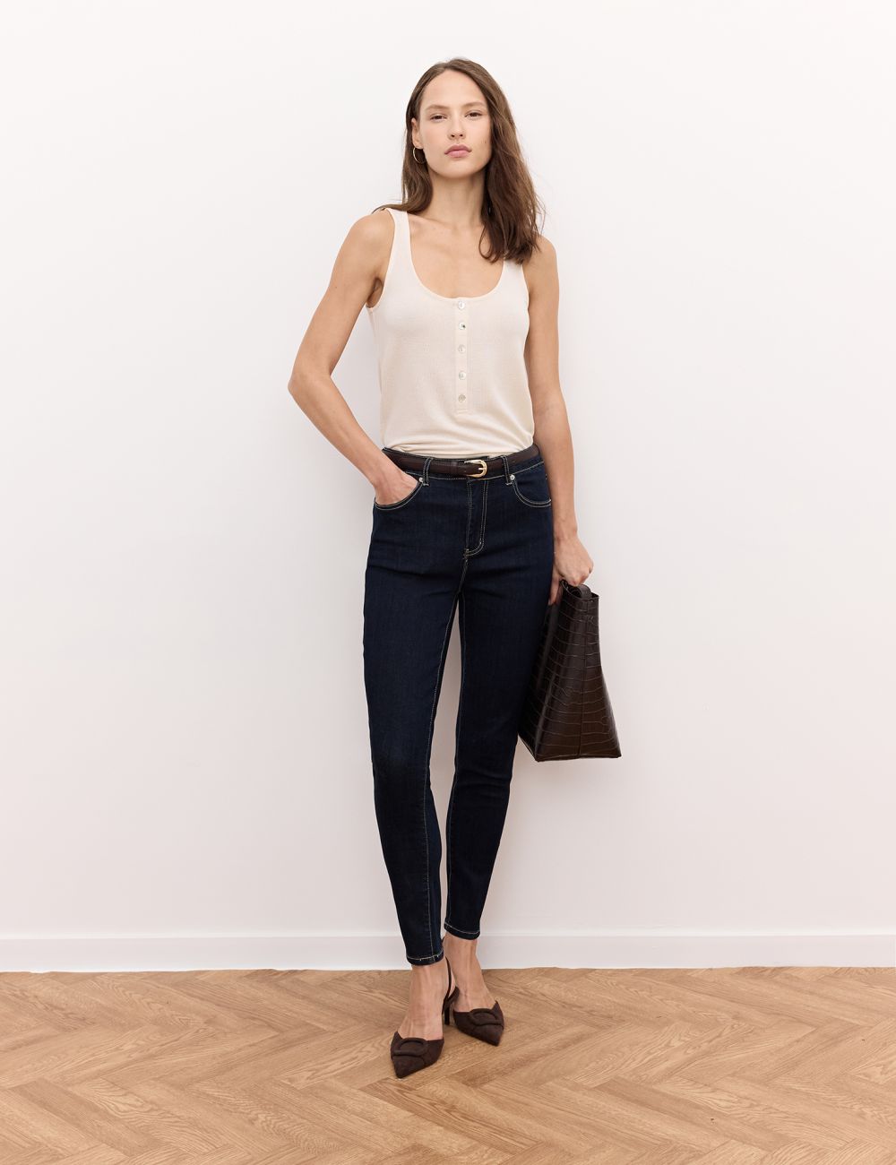 ג׳ינס SKINNY קרופ עם מותן גבוהה