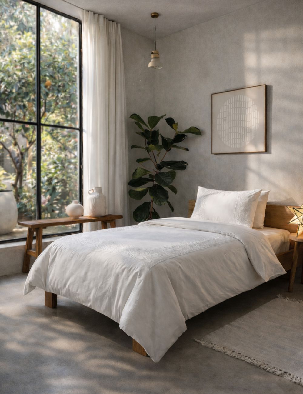 סט מצעים פרחים רקומים 90x200 ס״מ 180TC