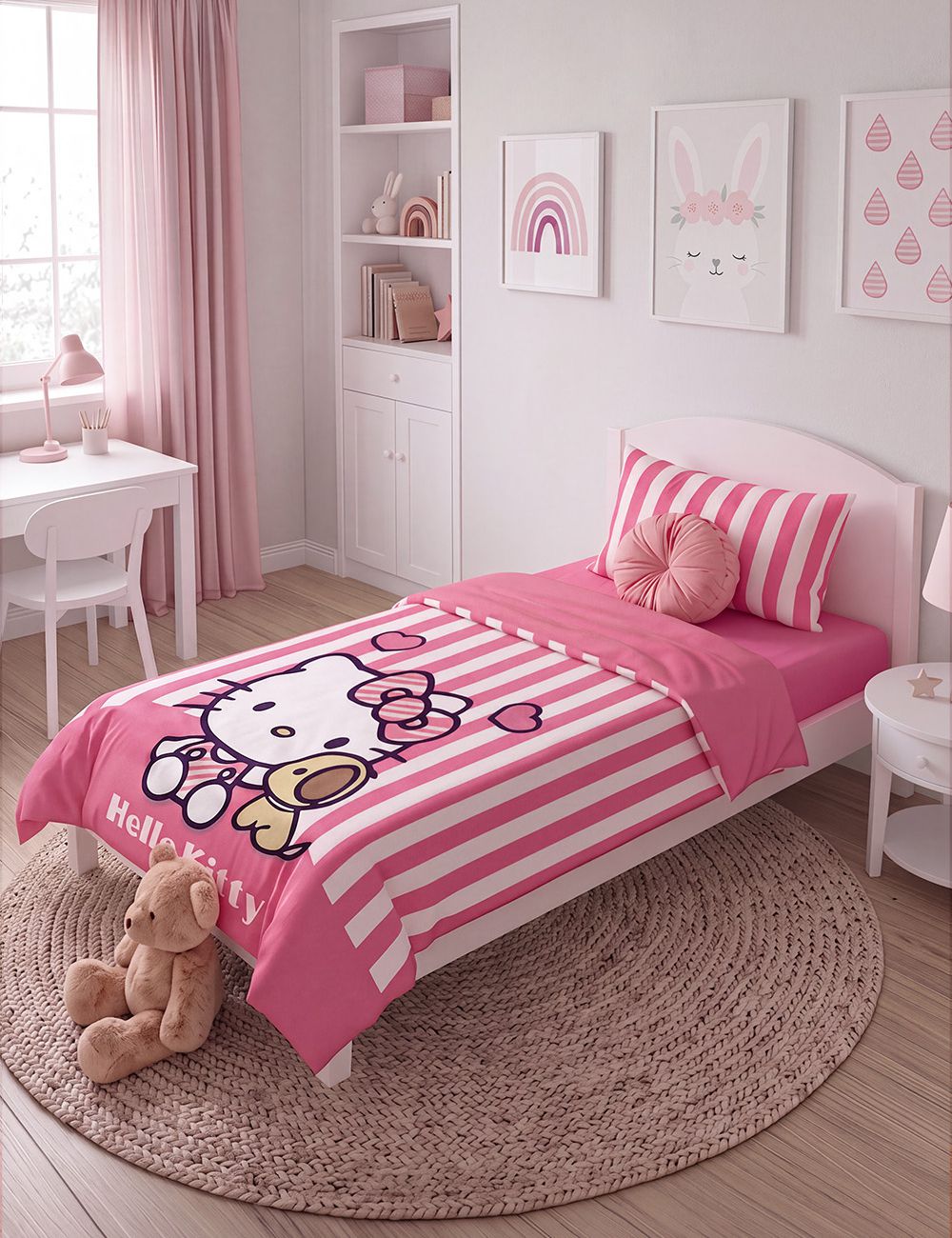סט מצעים HELLO KITTY פסים 120X200CM
