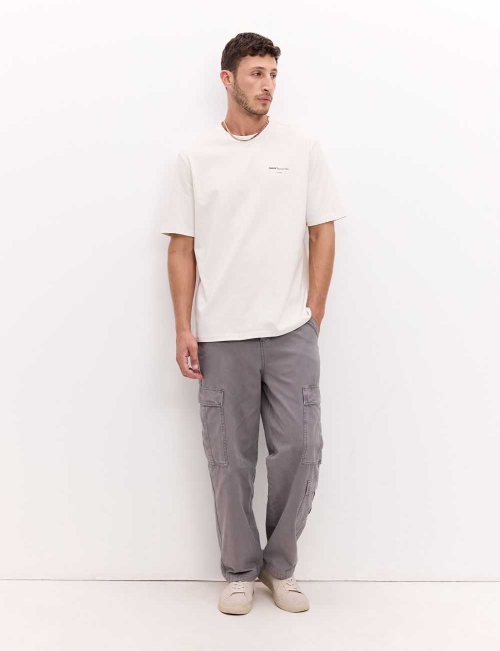 מכנס CARGO קנבס עם חצי חגורה אלסטית