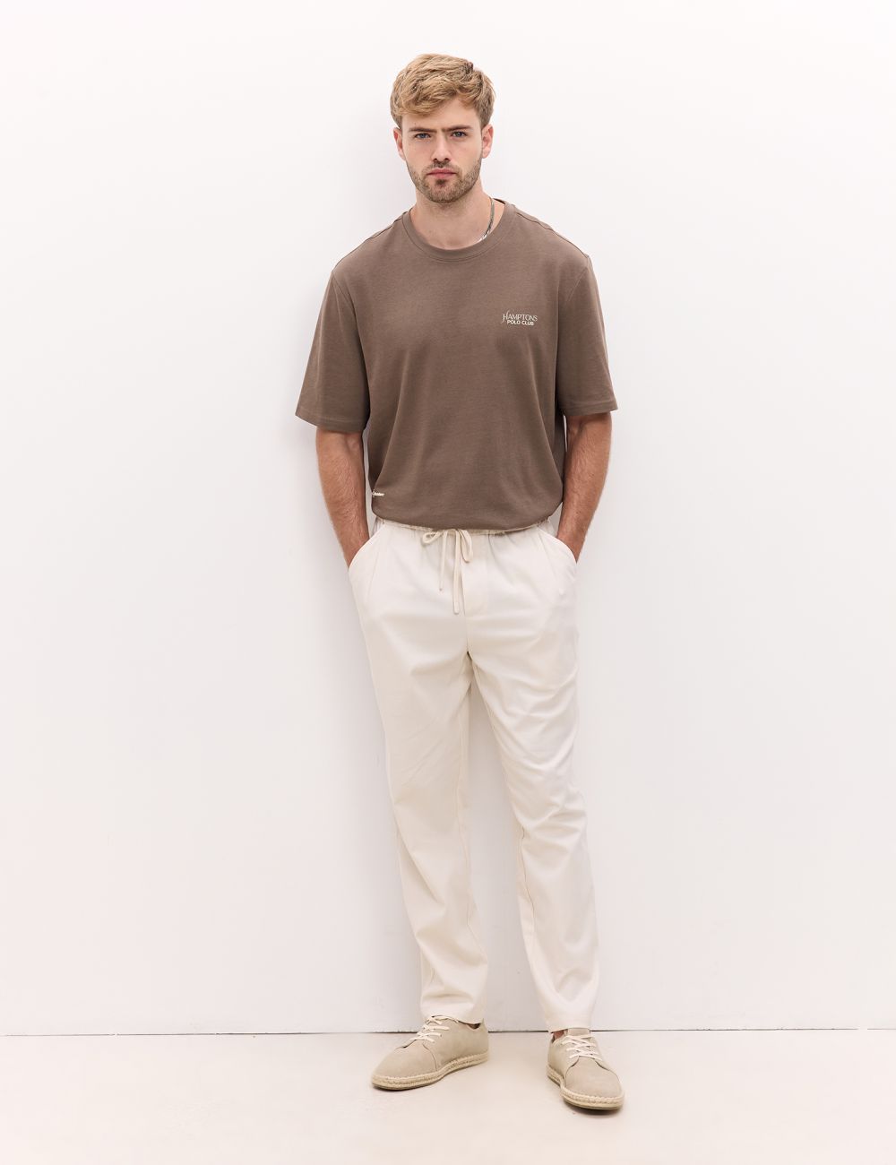 מכנס קרופ עם חגורה אלסטית