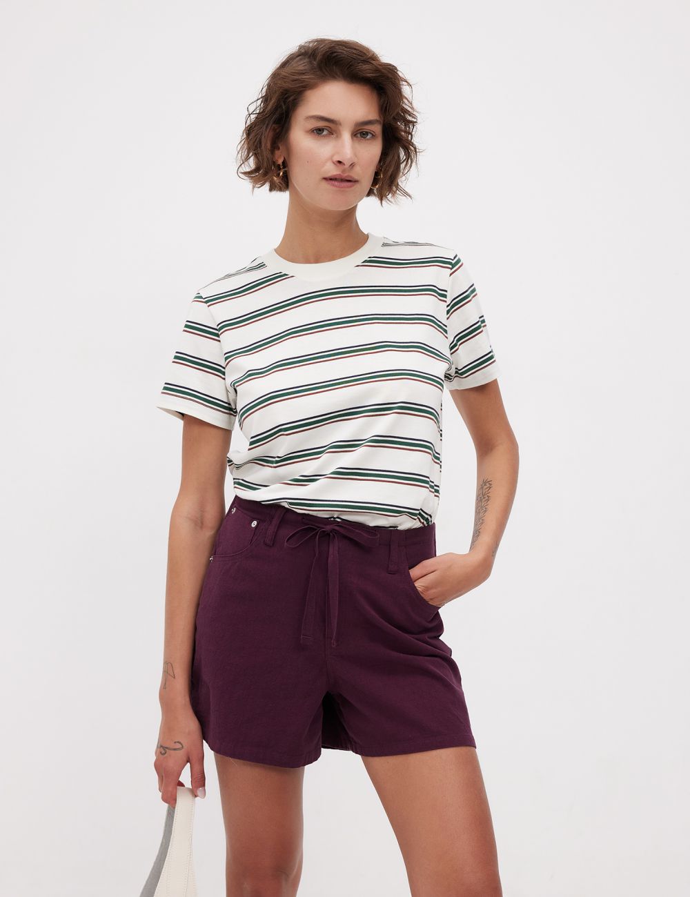 מכנסיים קצרים בסגנון ג׳ינס עם שרוך