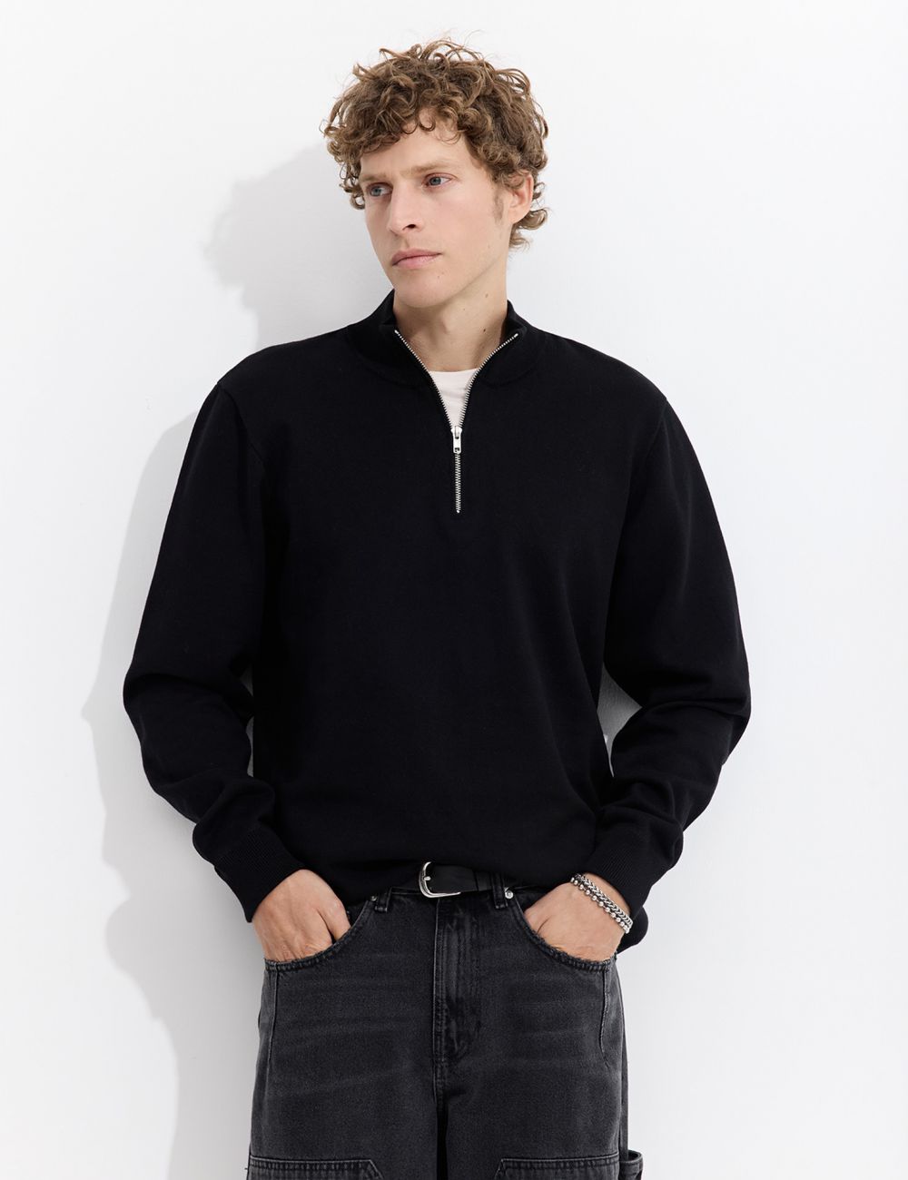 חולצת סריג חצי רוכסן