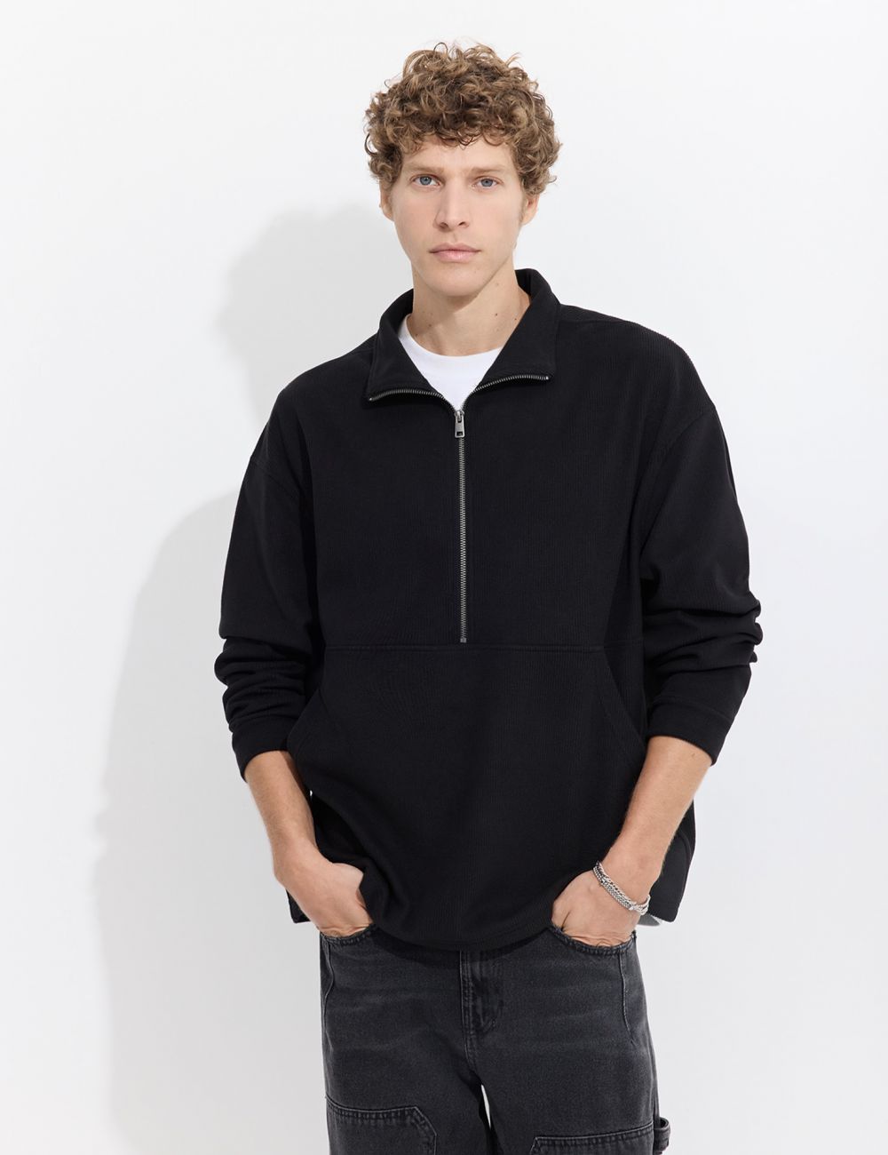 סווטשירט פולו עם רוכסן