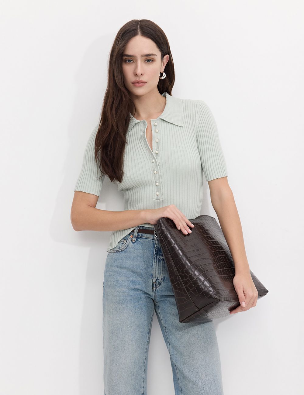 חולצת סריג שרוול קצר