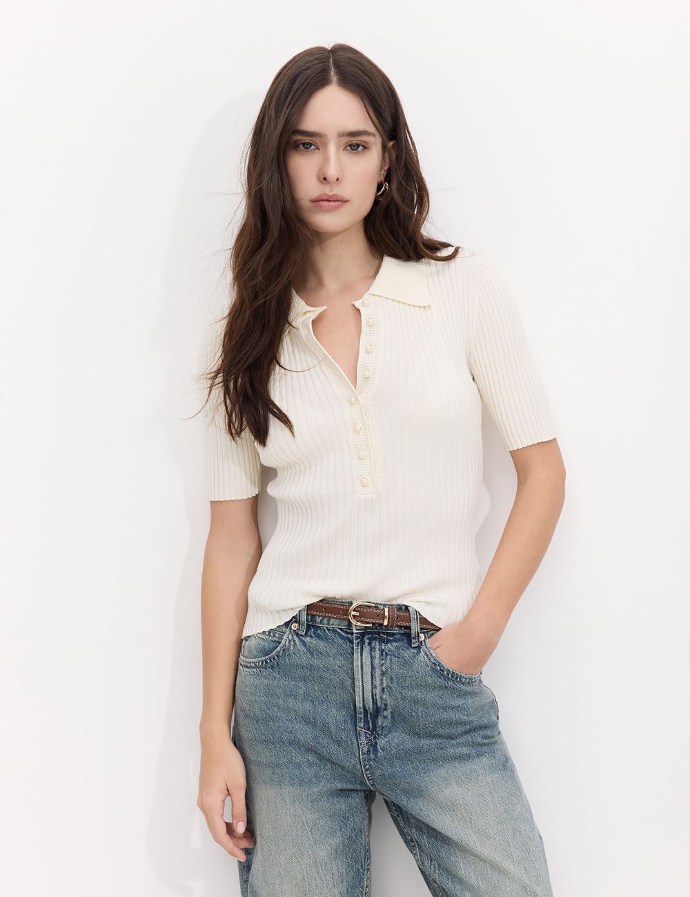 חולצת סריג שרוול קצר