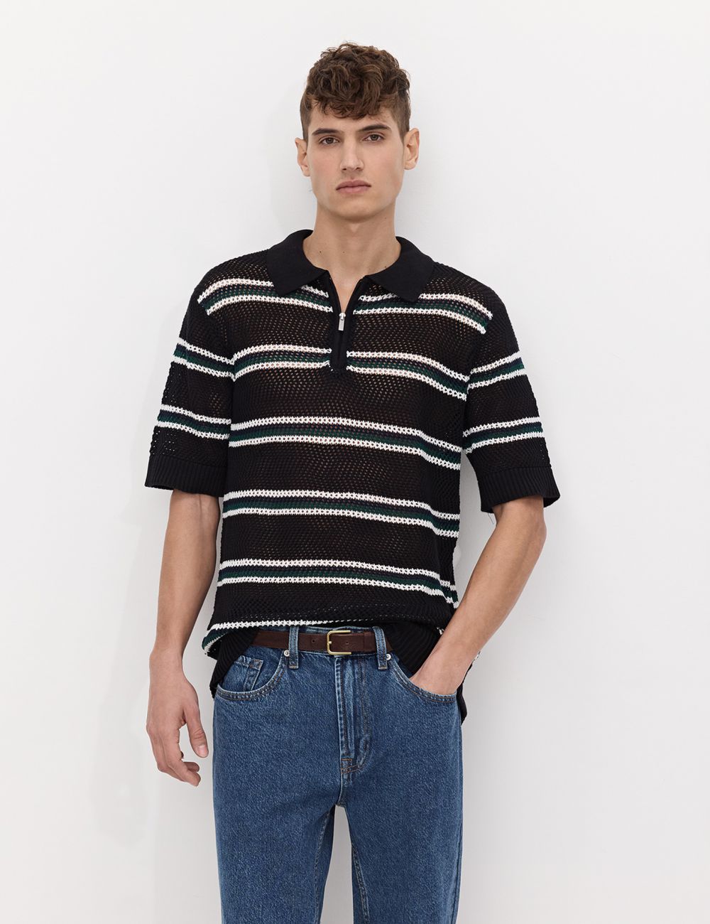פולו סרוגה עם פסים