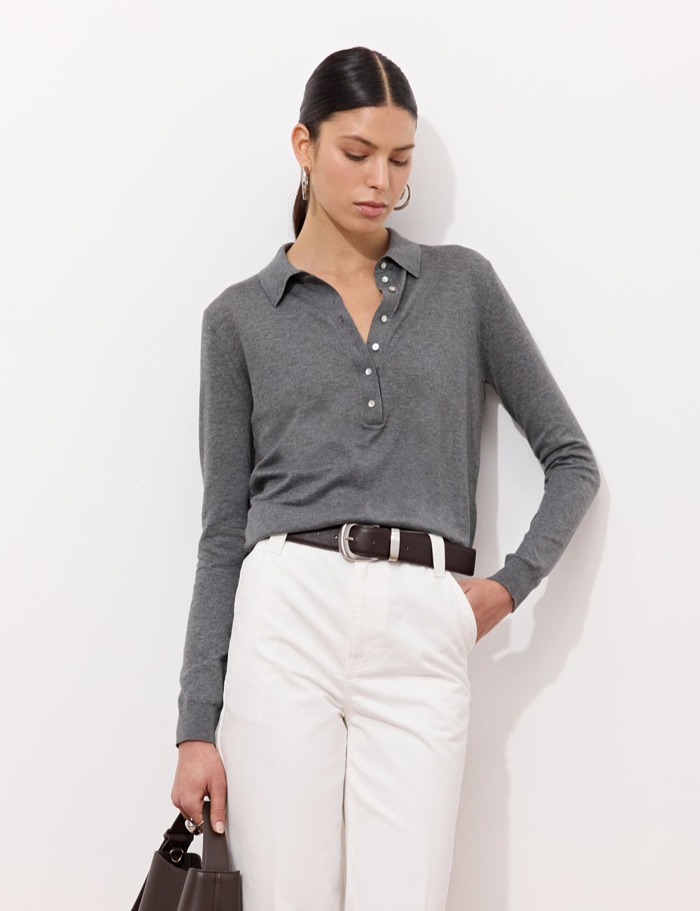 חולצת פולו סריג ארוכה