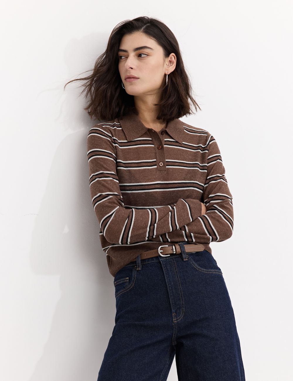 סריג פולו עם כפתורים