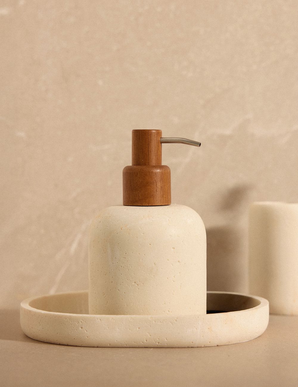 דיספנסר לסבון שילוב עץ יעל