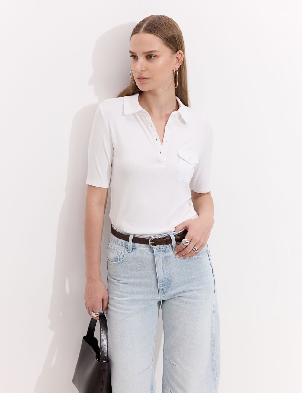 טי שירט פולו ריב עם כיס