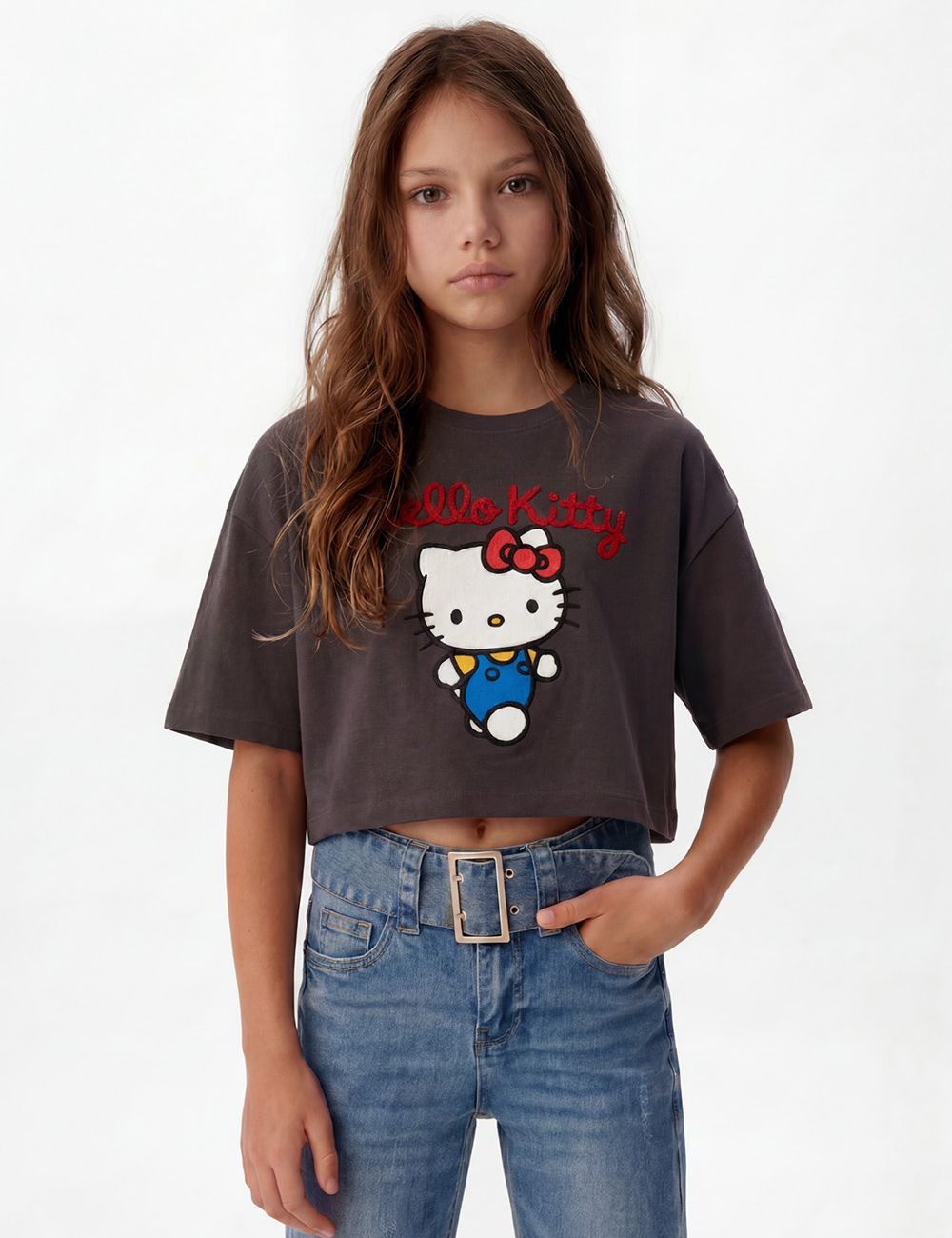 חולצת קרופ מודפסת Hello kitty