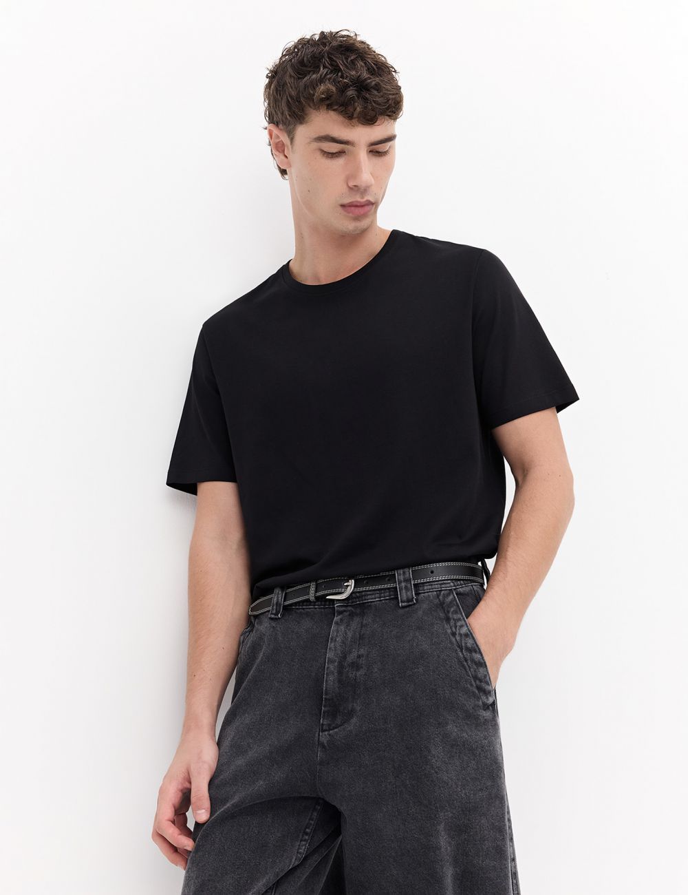 טי-שירט פימה חלקה Regular Fit