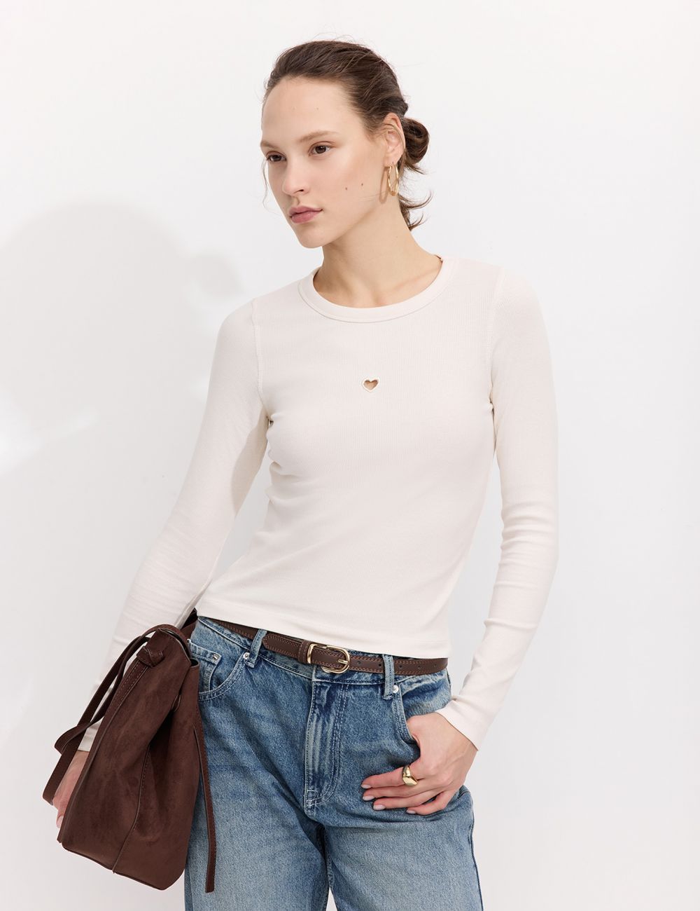 טי-שירט ארוכה עם רקמה