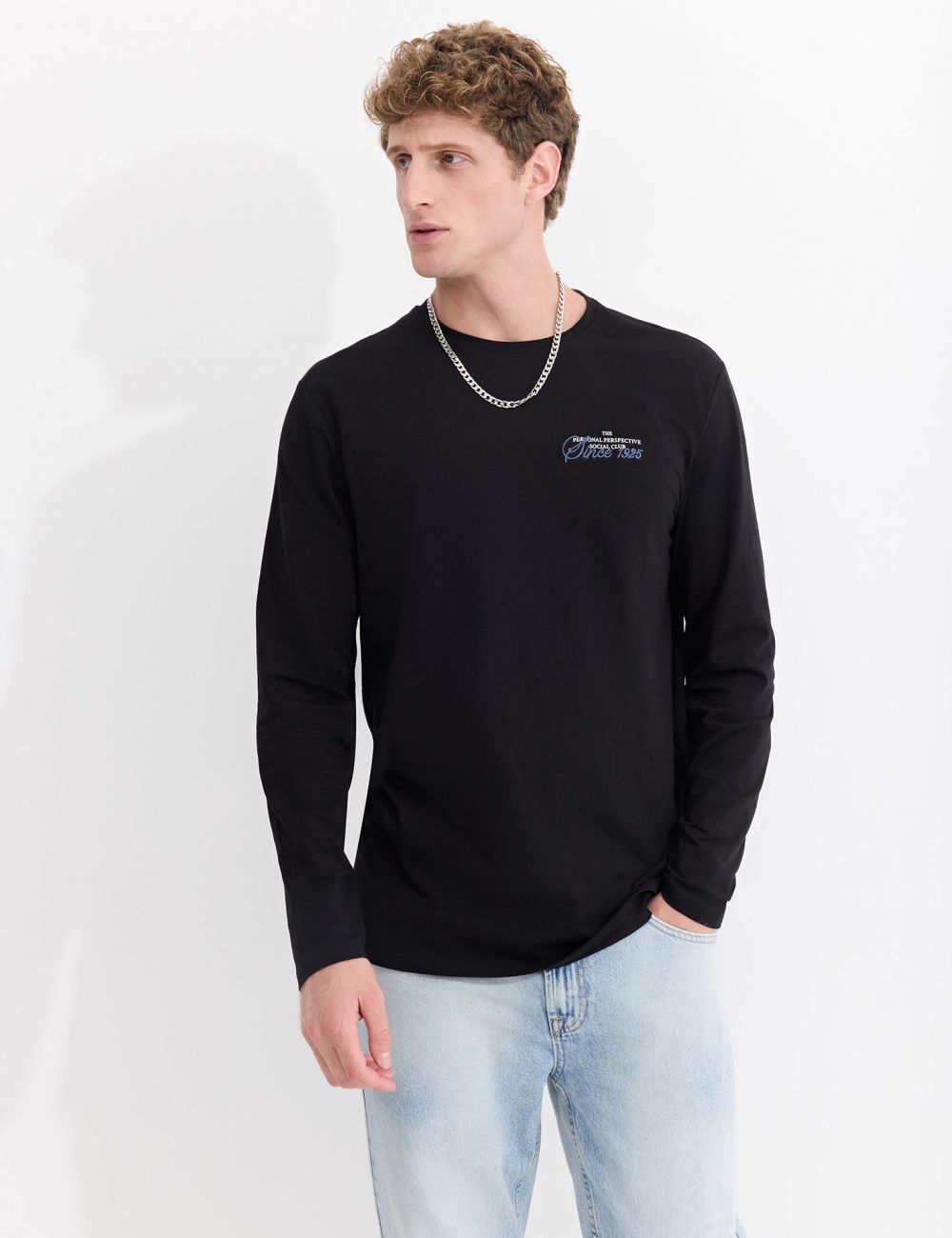 טי שרוול ארוך עם הדפס