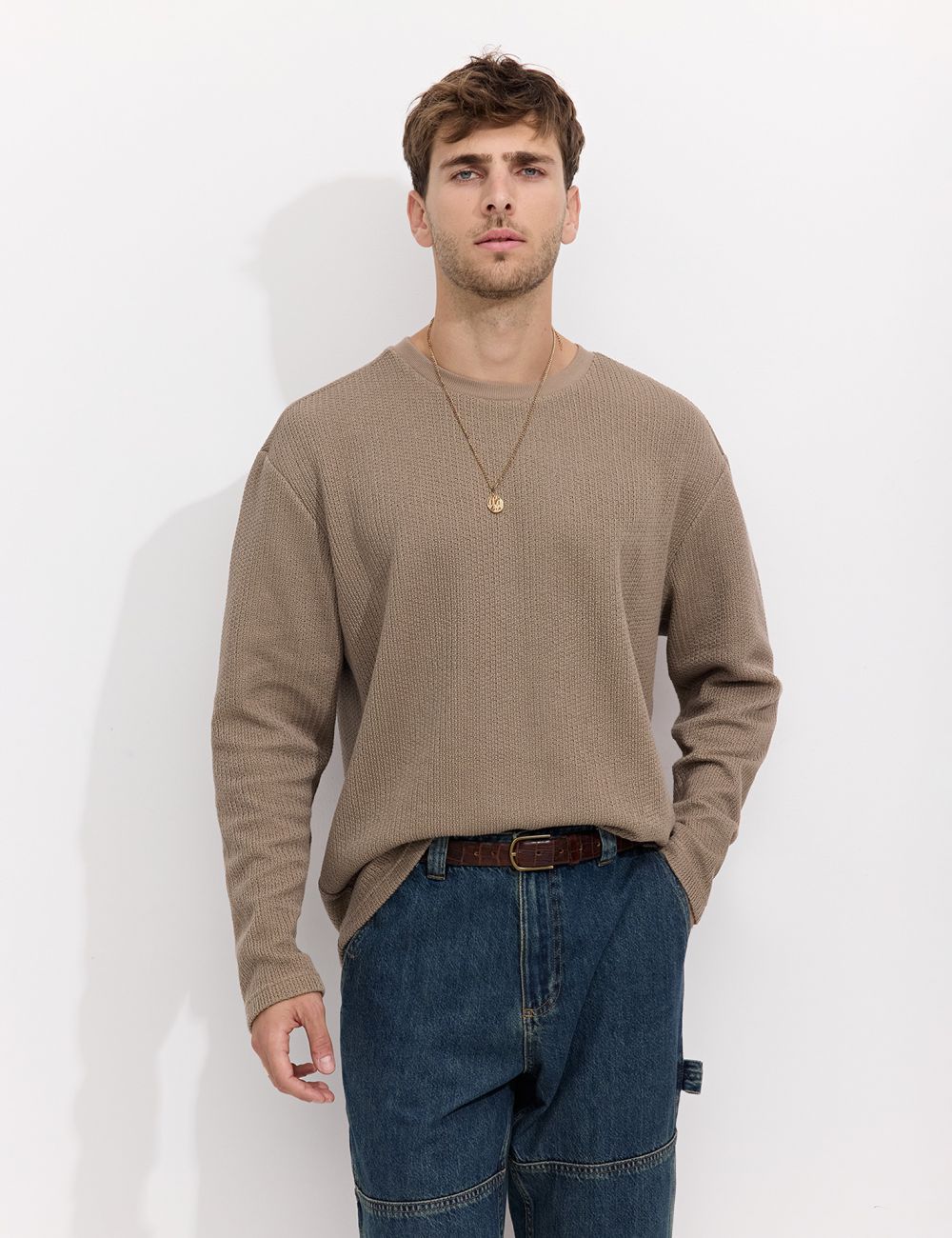 חולצת טקסטורה ארוכה