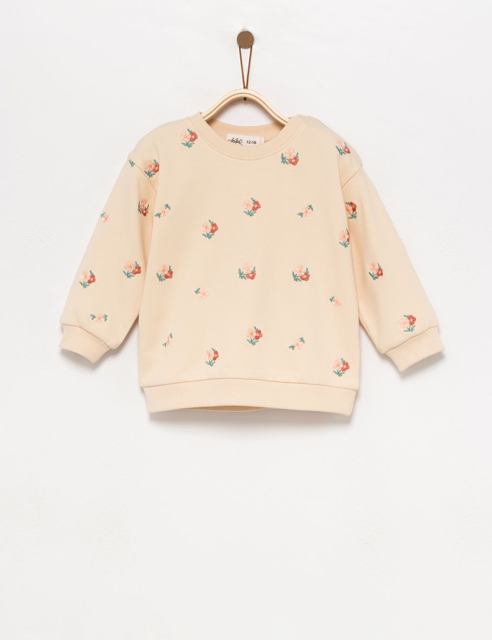 סווטשירט עם רקמת פרחים
