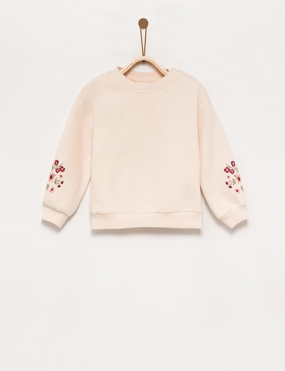 סווטשירט עם רקמה פרחונית