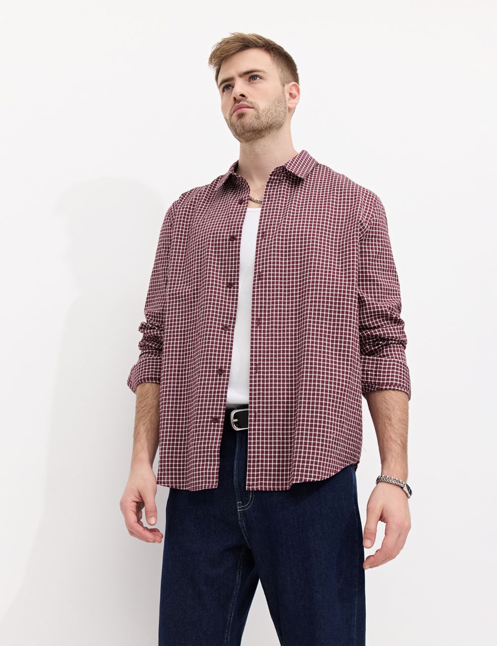 חולצת משבצות מכופתרת REGULAR FIT