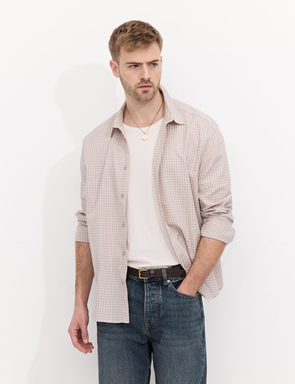 חולצה מכופתרת משובצת