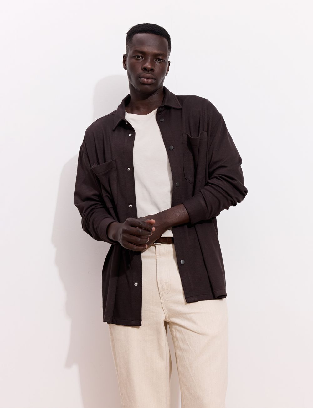 חולצה מכופתרת סרוגה