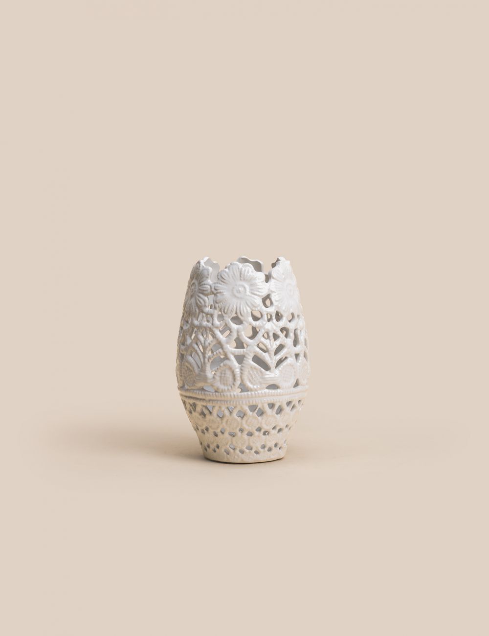 אגרטל קרמיקה תחרה 15.5X15.5X22.5CM