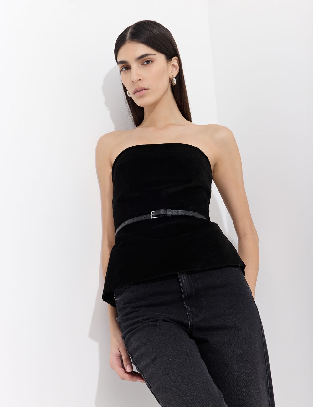 מחוך סטרפלס קטיפה