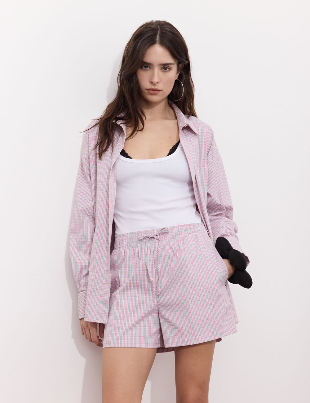 חולצת פופלין אוברסייז משבצות