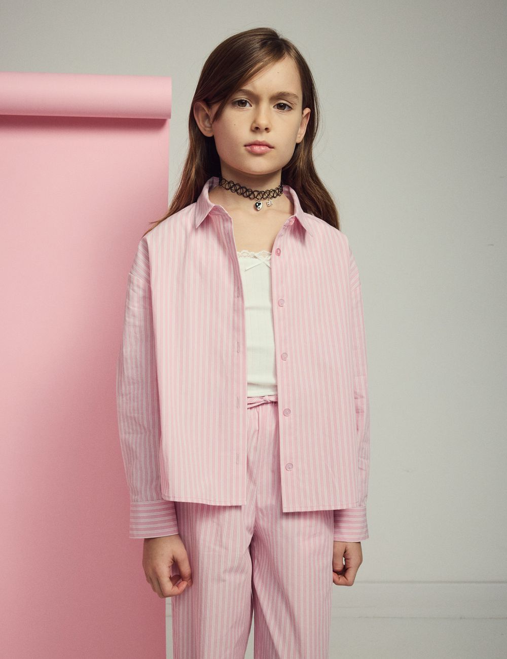 מכופתרת פסים ארוכה