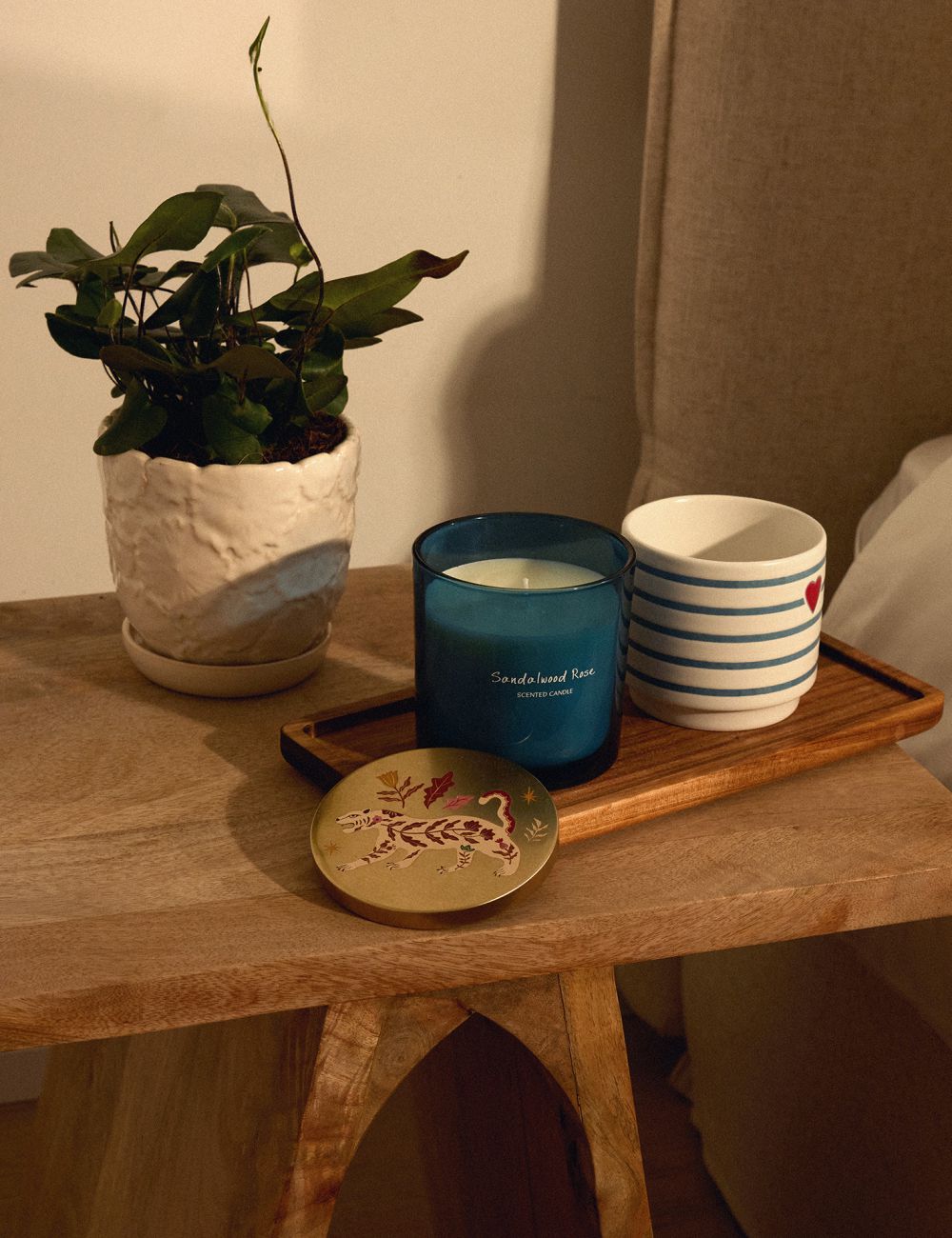 נר רחני בכוס עם מכסה מצויר 10CM