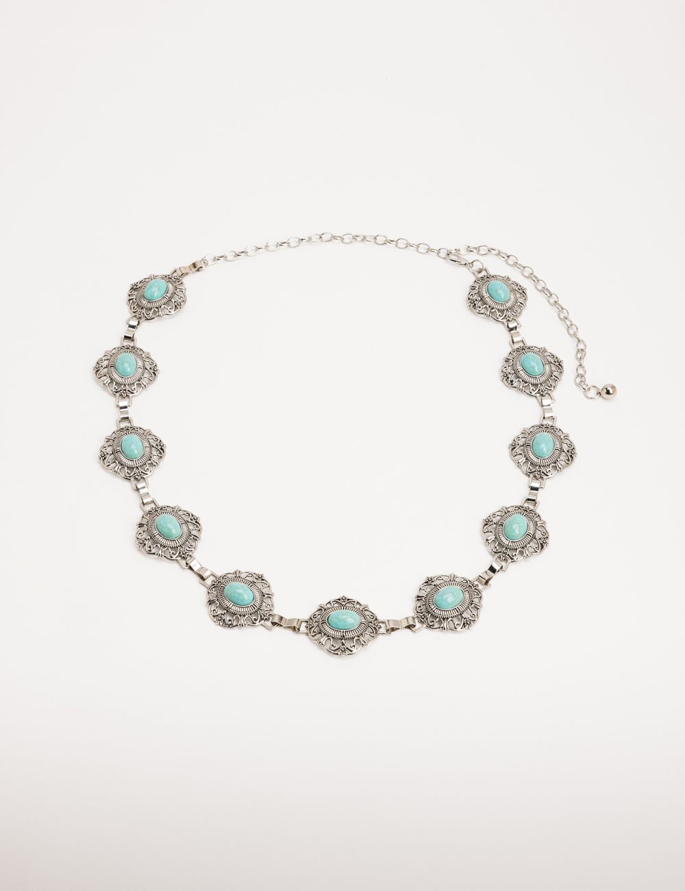 חגורת שרשרת מטאל מעוטרת עם אבנים