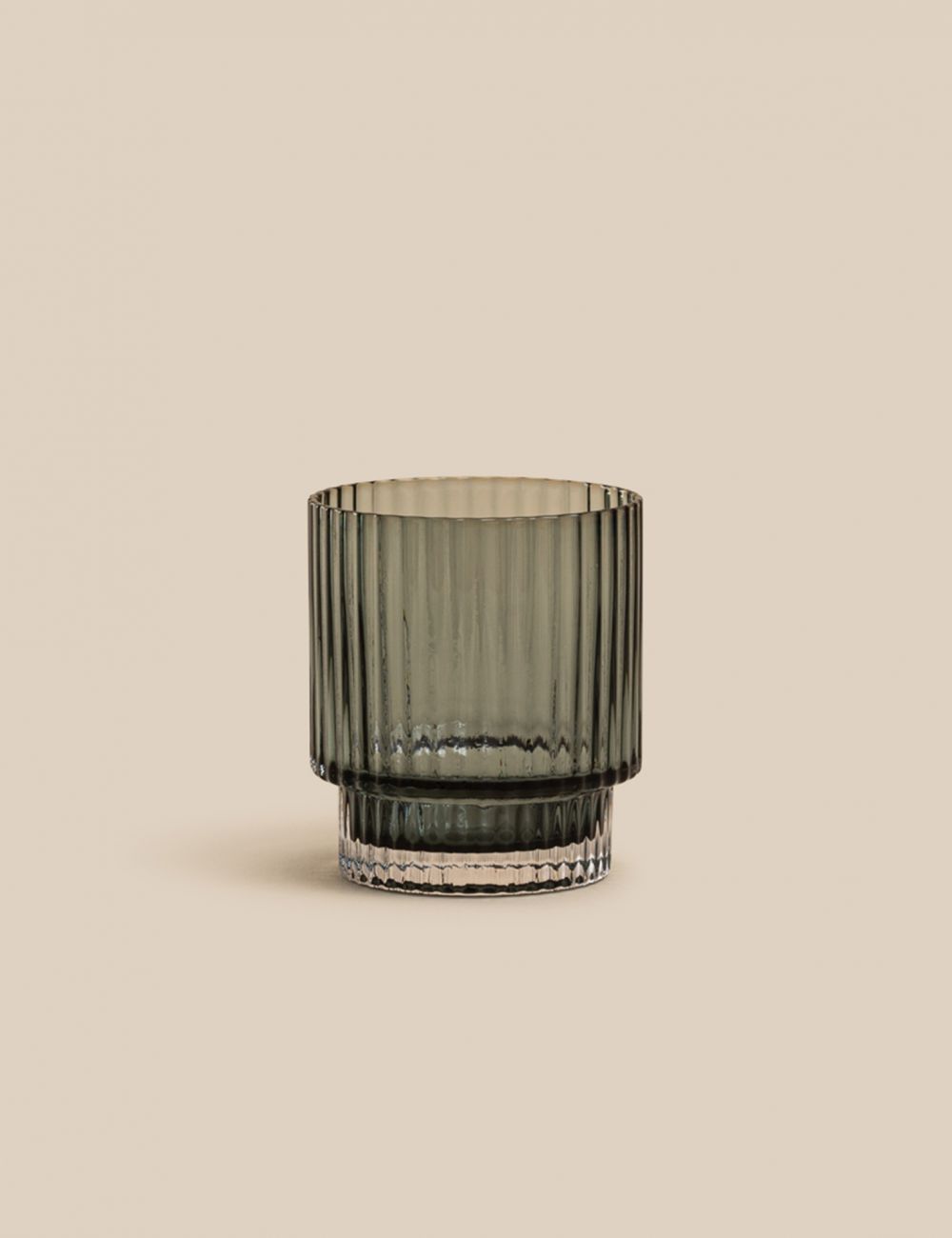 כוס זכוכית אפורה עבודת יד