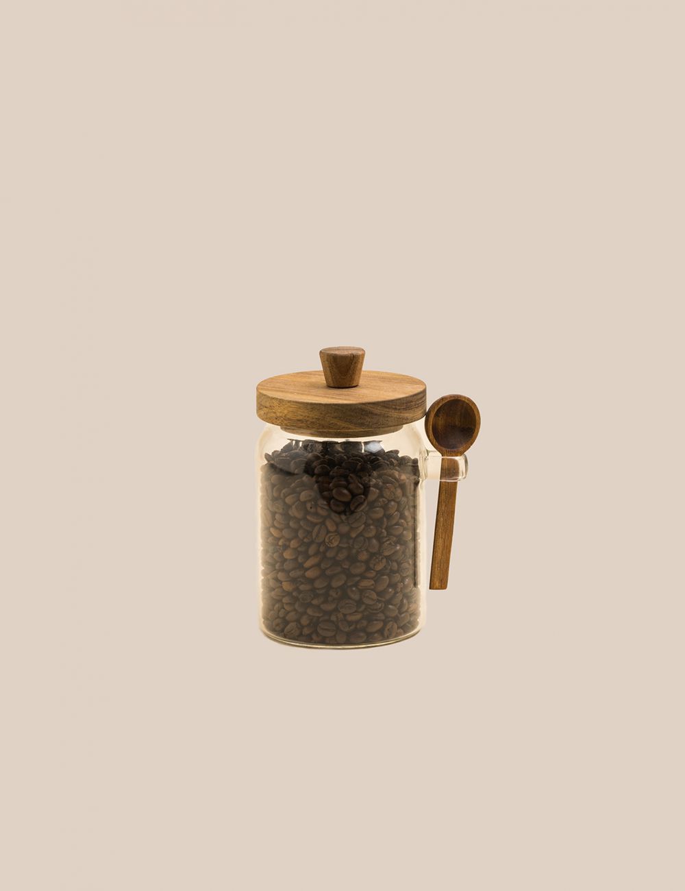 צנצנת מכסה עץ עם כפית 550 מ”ל