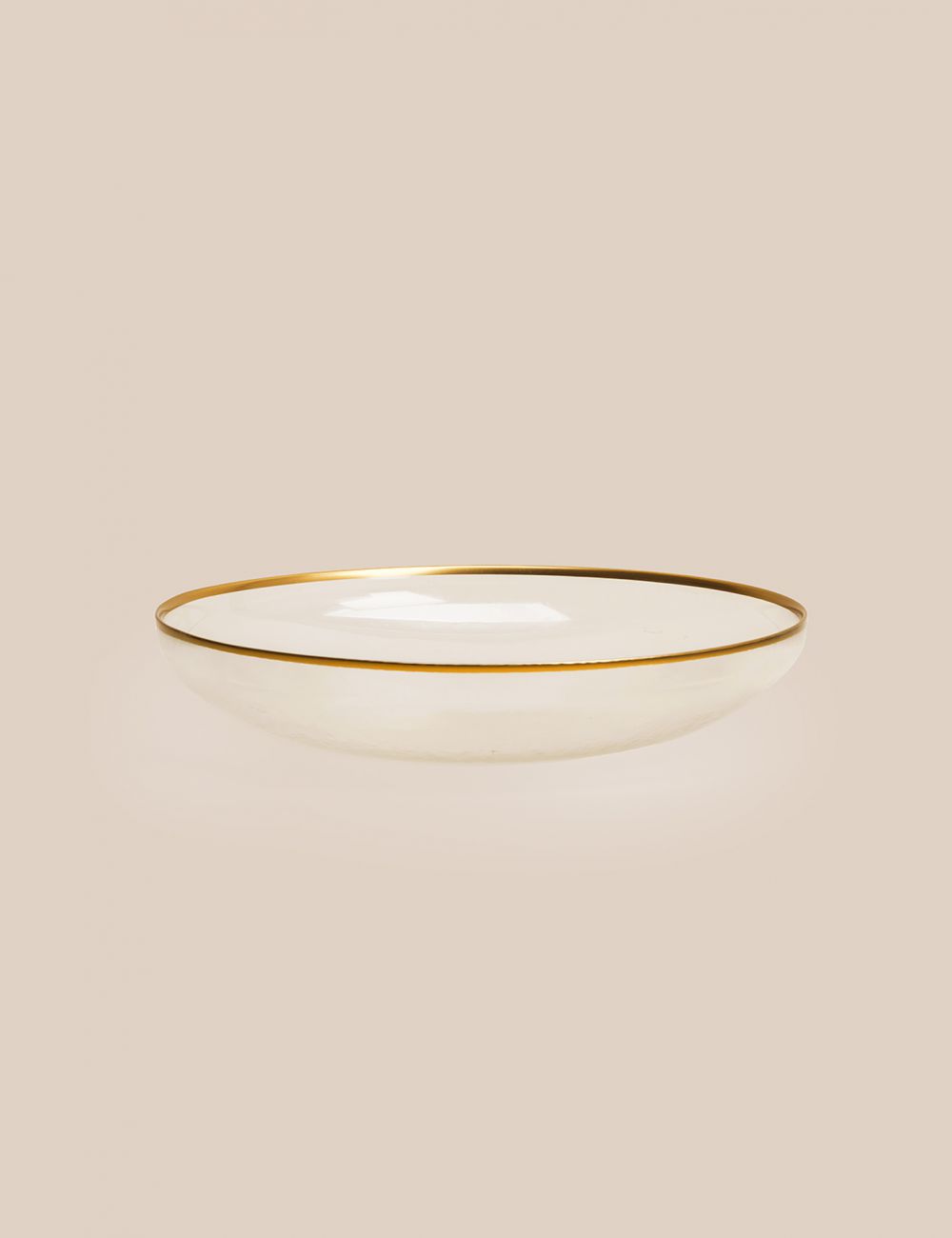 קערת זכוכית עם שוליים מזהב קוטר 28 ס”מ