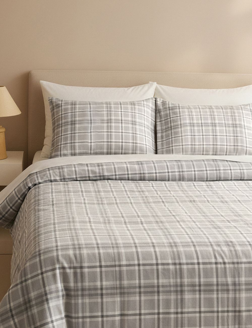 סט מצעים פלנל משבצות